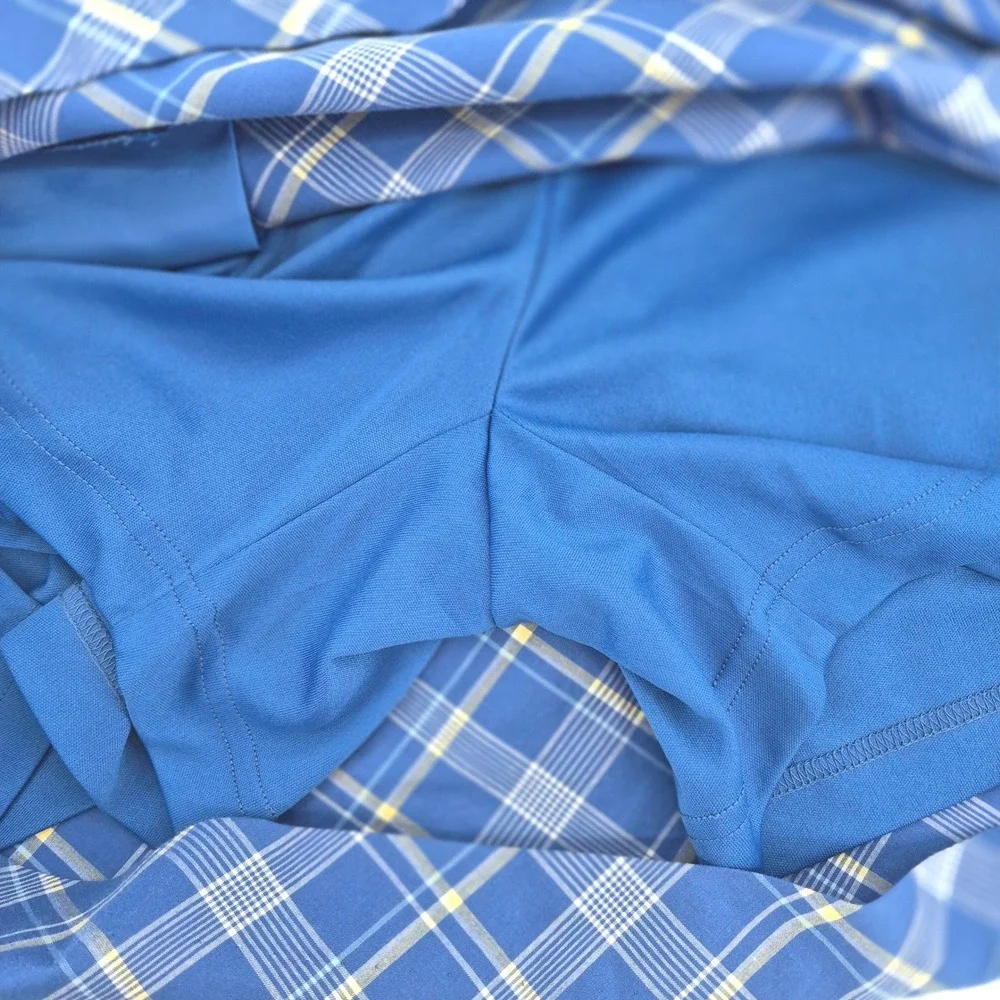 EP‎ Pro Golf Skort Womens 10 Blue Plaid Athletic Tennis Skirt Pockets Activewear